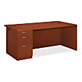 HON® Park Avenue Laminate Single Left-Pedestal Desk, 29"H x 72"W x 36"D, Henna Cherry
