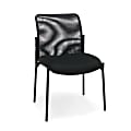 OFM Essentials Padded Fabric Seat, Mesh Back Stacking Chair, 19" Seat Width, Black Seat/Black Frame, Quantity: 1