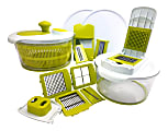 MegaChef 10-in-1 Multi-Use Salad Spinning Slicer, Dicer and Chopper with Interchangeable Blades and Storage Lids, Green 1 thumbnail image