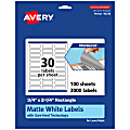 Avery® Print-To-The-Edge TrueBlock® Labels With Sure Feed®, 94216-TWMP100, Rectangle, 3/4" x 2-1/4", Matte White, Pack Of 3000 1 thumbnail image