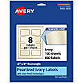 Avery® Pearlized Permanent Labels With Sure Feed®, 94237-PIP100, Rectangle, 2" x 3", Ivory, Pack Of 800 Labels