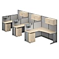 Bush Business Furniture Office in an Hour 3 Person L Shaped Cubicle Desks with Storage, Drawers, and Organizers, Natural Elm, Standard Delivery 1 thumbnail image