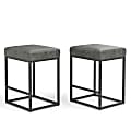 ALPHA HOME Faux Leather Counter-Height Stools, Gray, Set Of 2 Stools