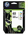 HP 65 Tri-Color Ink Cartridges, Pack Of 2, 6ZA56AN 1 thumbnail image