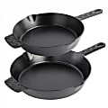 Spice by Tia Mowry Savory Saffron Pre-Seasoned 2-Piece Cast Iron Skillet Set, Black 1 thumbnail image
