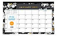Blue Sky™ Monthly Desk Pad Calendar, 11" x 17", Baccara Dark, January To December 2021, 116050
