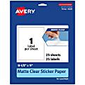 Avery® Permanent Labels, 94269-CMF25, Rectangle, 8-1/2" x 11", Matte Clear, Pack Of 25 1 thumbnail image