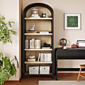 Bestier 76"H Tall 5-Shelf Arched Bookcase, Black 1 thumbnail image