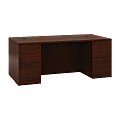 HON® 10500 72"W Double-Pedestal Computer Desk With Full Pedestals, Mahogany