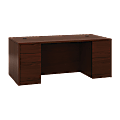 HON® 10500 Series™ Double-Pedestal Desk, Full Pedestals, 72"W x 36"D, Mahogany