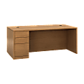 HON 10500 H105896L Pedestal Desk - 3-Drawer - 72" x 36" x 29.5" x 1.1" - 3 - Single Pedestal on Left Side - Material: Wood - Finish: Harvest, Laminate 1 thumbnail image