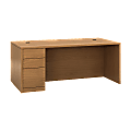 HON 10500 H105896L Pedestal Desk - 3-Drawer - 72" x 36" x 29.5" x 1.1" - 3 - Single Pedestal on Left Side - Material: Wood - Finish: Harvest, Laminate