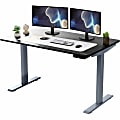 Rise Up Electric Standing Desk 60x30" Black Desktop Dual Motors Adjustable Height Gray Frame (26-51.6") with memory - Upgrade to a truly ergonomic, motorized sit stand up office desk featuring premium motors - one touch adjusting - memory