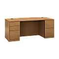 HON 10500 H105899 Pedestal Desk - 5-Drawer - 72" x 36" x 29.5" x 1.1" - 5 - Double Pedestal - Material: Wood - Finish: Harvest, Laminate