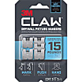 3M CLAW Drywall Picture Hanger - 15 lb (6.80 kg) Capacity - for Pictures, Mirror, Decoration, Art, Home - Gray - 5 Each