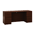HON 10500 Series Double Pedestal Credenza with Kneespace - 72" x 24" x 29.5" - 4 x File Drawer(s) - Double Pedestal - Square Edge - Material: Wood - Finish: Laminate, Mahogany