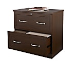 Realspace® Premium 29-7/16"W x 18-1/2"D Lateral 2-Drawer File Cabinet, Mocha