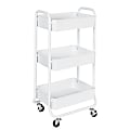 Honey Can Do 3-Tier Metal Rolling Cart, 13-13/16” x 31-1/8”, White
