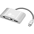 SIIG USB-C to 3-in-1 Multiport Video Adapter with PD Charging - DVI/HDMI/VGA - for Notebook/Desktop PC - 60 W - USB Type C - 2 x USB Ports - HDMI - DVI - VGA - Thunderbolt - Wired