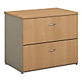 Bush Business Furniture Advantage 35-3/4"W Lateral 2-Drawer File Cabinet, Light Oak/Sage, Standard Delivery Service