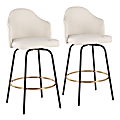 LumiSource Ahoy Fixed-Height Counter Stools, Cream/Black/Gold, Set Of 2 Stools