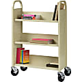 Lorell® Single-Sided Mobile Steel Book Cart, 3-Shelf, Putty