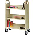 Lorell® Single-Sided Mobile Steel Book Cart, 3-Shelf, Putty 1 thumbnail image