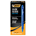 BIC® Glide Bold Ballpoint Pens, Bold Point, 1.6 mm, Translucent Barrel, Blue Ink, Pack Of 12 Pens