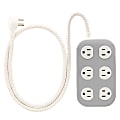 Cordinate ADAPT 6-Outlet Surge Protector, 4', Cream/Gray, 78844