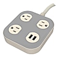 Cordinate ADAPT 3-Outlet 2-USB Power Strip, 4', Cream/Gray, 78847 1 thumbnail image