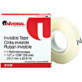 Universal 81236 Invisible Tape - 0.5" Width x 36yd Length - 1" Core - Acrylic - Dispenser Not Included - 1 / Box - Clear