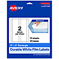 Avery® Waterproof Permanent Labels, 94265-WMF10, Rectangle, 11" x 3", White, Pack Of 20 1 thumbnail image