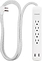 Philips 4-Outlet Surge Protector With USB, 4', White/Gray
