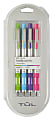 TUL® BP Series Retractable Ballpoint Pens, Medium Point, 1.0 mm, Silver Barrel, Lime/Sky Blue/Violet/Pink Inks, Pack Of 4 Pens