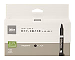 Office Depot® Brand Low-Odor Dry-Erase Markers, Fine Point, 100% Recycled Plastic Barrel, Black, Pack Of 12