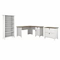 Bush Business Furniture Salinas 60"W L-Shaped Corner Desk With Lateral File Cabinet And 5-Shelf Bookcase, Shiplap Gray/Pure White, Standard Delivery 1 thumbnail image
