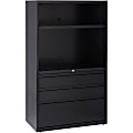 Lorell® Smart 36"W x 18-11/16"D Lateral 3-Drawer Combo File Cabinet, Black 1 thumbnail image