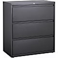 Lorell® 36"W Lateral 3-Drawer Hanging File Cabinet, Metal, Charcoal