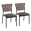 LumiSource Braided Tania Faux Leather Contemporary Chair, Black/Brown, Set Of 2