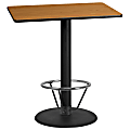 Flash Furniture Laminate Rectangular Table Top With Round Bar-Height Table Base And Foot Ring, 43-1/8"H x 30"W x 42"D, Natural/Black