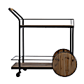 SEI Pemton Reclaimed Wood Bar Cart, 34"H x 32-1/4"W x 17-1/2"D, Natural/Black 1 thumbnail image