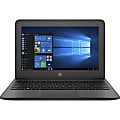 HP Stream 11 Pro G4 11.6" Touchscreen Netbook - 1366 x 768 - Celeron N3350 1.10 GHz Dual-core (2 Core) - 4 GB RAM - 128 GB Flash Memory - Smoke Gray, Black Licorice - Intel HD Graphics 500 - In-plane Switching (IPS) Technology - 11 Hour Battery Run Time 1 thumbnail image