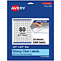 Avery® Glossy Permanent Labels With Sure Feed®, 94610-CGF25, Star, 3/4" x 3/4", Clear, Pack Of 2,000