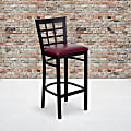 Flash Furniture Metal/Vinyl Restaurant Barstool With Window Back, Burgundy/Black