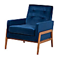 Baxton Studio Perris Lounge Chair, Navy Blue