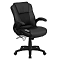 Flash Furniture Leather/Mesh Mid-Back Massaging Chair, Black