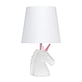 Simple Designs Sparkling Unicorn Table Lamp, 16”H, White/Pink