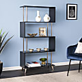 SEI Furniture Beckerman 61"H Asymmetrical Etagere Bookcase, Black/Champagne