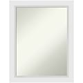 Amanti Art Non-Beveled Rectangle Framed Bathroom Wall Mirror, 28” x 22”, Blanco White