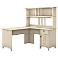 Bush Furniture Salinas 60"W L Shaped Desk with Hutch, Antique White, Standard Delivery 1 thumbnail image